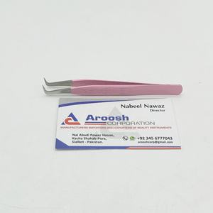Venta al por mayor de alta calidad en forma de corazón de 90 grados pinzas de pestañas de acero inoxidable extensión de pestañas sostenibles en color rosa - Product Image 6
