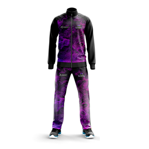Vente en gros de pantalons zippés en polyester 100%, vêtements de sport imprimés par sublimation, ensembles de survêtements à col montant pour l'automne - Product Image 5