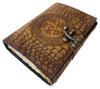 Pentagramme Vintage Livre des Ombres Magie du Sort Wiccan Crocodile Print Journal pour Femmes Deckle Old Pages Celtic Charcoal Diary
