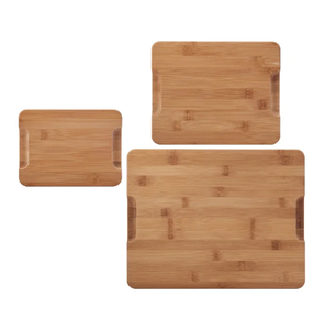 Elegante juego de Tablas de charcutería de bambú ecológico 100%, bloque de corte de madera pura redondo de 3 piezas para utensilios de cocina de queso - Product Image 3