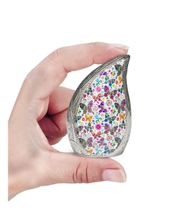 Urna pequeña de recuerdo en forma de lágrima de mariposa para cenizas humanas-Mini urna de cremación multicolor con bolsa-Urnas de mariposa para cenizas - Product Image 1