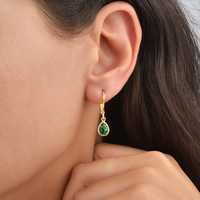 Pendientes de Plata de Ley 925 con Esmeralda Verde Natural de Diseño |   Elegante Anillo Sencillo de Joyería Fina, Regalo para Mujer, Aspecto de Lujo
