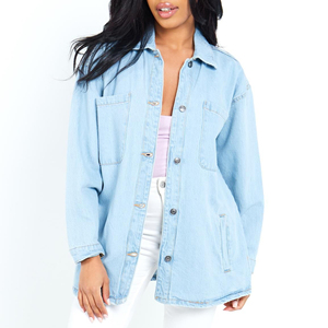 Chaqueta vaquera para mujer de buen fabricante, totalmente personalizada, superventas, chaqueta vaquera antiarrugas para mujer de alta calidad - Product Image 4