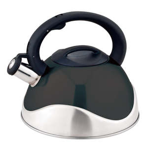 Bollitore da tè moderno in acciaio inossidabile da 3 litri con fischio e fondo a induzione, per uso domestico, in metallo e silicone - Product Image 1