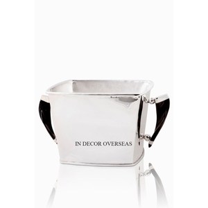 Luxurious Quality Leather Covered Silver Shiny Polished Prime Quality Metal Made Large Size Ice And <b>Wine</b> Bucket With Handles - Product Image 2