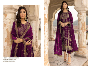Georgette lourde avec broderie costume de style pakistanais pour la vente en ligne - Product Image 4