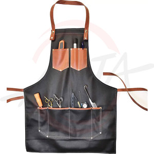 Nouvelle arrivée barbier Cape barbe tablier réglable sangle de cou tablier plusieurs poches supports Denim toile tissu tabliers - Product Image 1