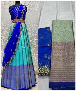 Diseñador Kanjivaram seda Impresión digital trabajo lehenga choli con banarasi dupatta ropa de boda precio al por mayor Ropa Étnica - Product Image 6