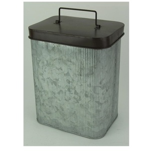 Metal Iron Canister Galvanized Metal Canister Silver Metal Canister Galvanized Finished and a Wood Lid Decorative - Product Image 4