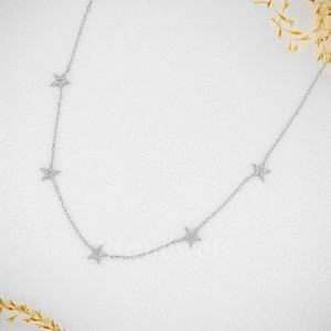 Collar de diamantes de estación de 5 estrellas Diseño delicado de Plata de Ley 925 DE LA India - Product Image 2