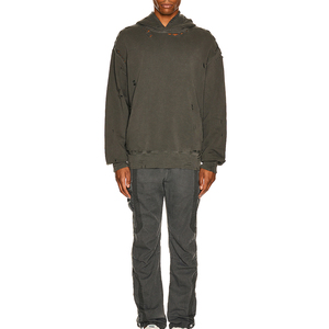 Sudadera de Alta Calidad, Tejido Francés de Algodón y Poliéster, con Bolsillo Bordado Personalizado, Efecto Desgastado y Decolorado, Estilo Vintage para Hombre - Product Image 4