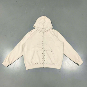 <b>Clothing</b> Manufacturers Custom French Terry Cotton Oversized <b>Rivet</b> Zipper Sweat Suit Tracksuit Hoodies and Sweat Pants Set Men - Product Image 4