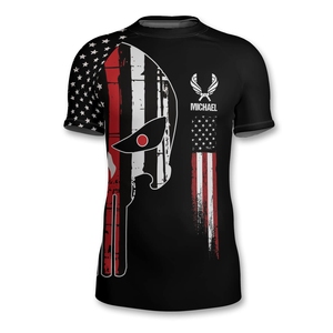 Unisex Short Sleeve Rashguard Shirt High Elastic Compression Anti-Fade Sublimation <b>Printing</b> Durable for Martial Arts <b>Surfing</b> - Product Image 2