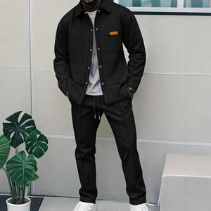 Ventes en gros de survêtements pour hommes en molleton respirant, taille européenne et américaine, couleur unie, col montant, cordon de serrage, veste décontractée, ensemble de survêtement - Product Image 6