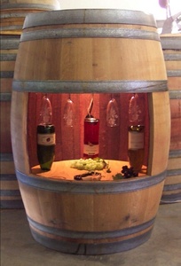 Modern Brown-Wood Barrel-Shaped Commercial Wine Cabinet for Home <b>Office</b> Living Room Warehouse - Product Image 3