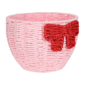 Cesta de papel rosa hecha a mano con diseño de lazo, bonita cesta de almacenamiento decorativa para habitación de niños o guardería - Product Image 6