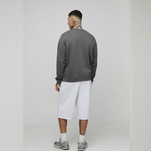 Hot Sale 100% Cotton French Terry <b>Crewneck</b> Sweatshirts Custom Logo Embroidered Drop Shoulder Oversized Sweatshirts - Product Image 6