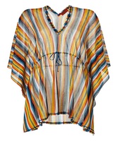Caftán de seda largo rojo para damas, diseño recortado con patrones en zigzag en la parte delantera, ropa de playa tejida
