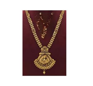 Ensemble de collier long et de boucles d'oreilles de qualité supérieure, finition or mat, magnifique, pour collection de mariage, pour femmes - Product Image 2