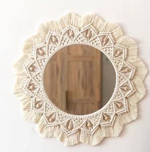 Modern Bohemian Eco-friendly Macrame Wall <b>Hanging</b> Decorative <b>Mirror</b> Tapestry for Birthday Wall Decoration - Product Image 1