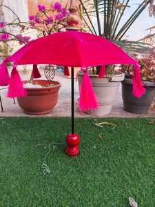 Boho Table Top <b>Umbrella</b> Velvet Tassels Balinese Shade Beach Decor Mini Parasol Wedding Table Velvet Wood <b>Stand</b> Rajasthani Decor - Product Image 3