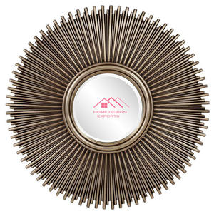 Decoración del hogar para sala de estar, baño y decoraciones para el hogar, espejos metálicos redondos de lujo modernos chapados en oro - Product Image 1