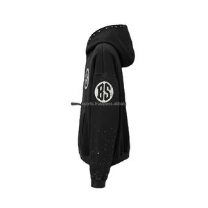 Premium quality <b>zipper</b> <b>hoodie</b> 450 GSM brushed fleece material soft inner lining jet <b>black</b> color custom logo design basics <b>hoodie</b> - Product Image 3