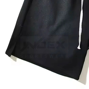 Shorts Bermuda en coton noir pour homme, taille élastique, couleur unie, cordon de serrage, vêtements d'été décontractés - Product Image 3