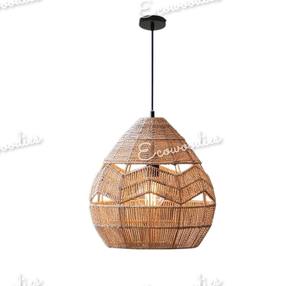 Venta al por mayor cesta tejida sombra bambú lámpara colgante lámparas techo colgante con cordón ajustable araña - Product Image 2