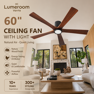 USA In Stock Large 60 Inch <b>Ceiling</b> Fan with <b>Light</b> Solid Wood Design Reversible DC Motor <b>Remote</b> <b>Control</b> for Living Room - Product Image 1