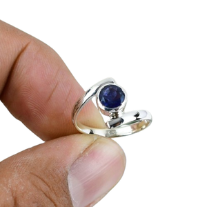 Cabujón de Lolita de piedras preciosas naturales hecho a mano, anillo de Plata de Ley 925, joyería estampada sólida para ocasiones de fiesta - Product Image 1