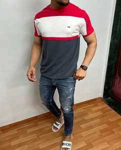 Camiseta informal de algodón 100% de alta calidad para hombre, tela de lona con patrón sólido, diseño en blanco personalizable - Product Image 2