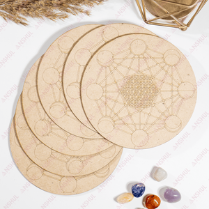 Tableros de Cristal con Fases Lunares y Shree Yantra de Madera Hechos a Mano de Primera Calidad, 6 Pulgadas, para Sanación y Meditación, Anshul Impex - Product Image 1