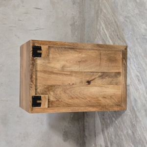 Nexa Solid Mango Wood Half Open Wall Kitchen Cabinet | Modern Industrial Kitchen <b>Storage</b> <b>Unit</b> | Upper Cabinet <b>Black</b> Metal Frame - Product Image 5