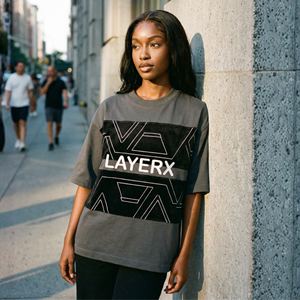 T-shirt ample en coton 100% de 240 g/m², personnalisé en gros, avec patchwork, impression 3D en relief, broderie de logo, diamants, surdimensionné - Product Image 5