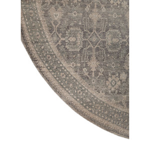 พรมขนสัตว์ถักมือ Erbe สีเทาและสีดำ ลายเหรียญ  แบบทอเรียบ สำหรับใช้ในบ้าน สำหรับห้องนั่งเล่น พรมจาอีปุร์ ZA - Product Image 4