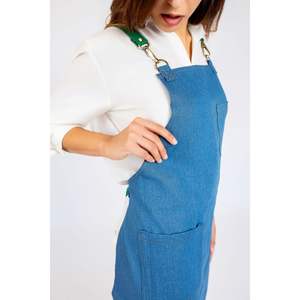 Delantal vaquero de mezclilla verde sin mangas con peto, estilo cowboy, para cocina, limpieza, protección en el jardín, bodas y fiestas de Navidad - Product Image 2