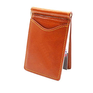 Cartera con clip de dinero magnético con bloqueo RFID de cuero genuino para hombres Estilo vintage con cierre de cremallera Fábrica al por mayor - Product Image 4