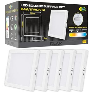 Faretto LED da Soffitto Quadrato da 24W con 3 Colori CCT Selezionabili: 3000K, 4000K e 6500K, Plafoniera LED per Interni - Product Image 1