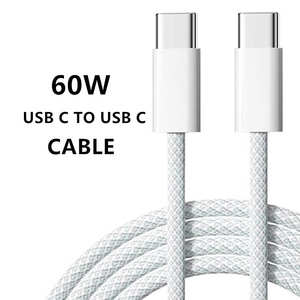 Cable de Datos 3 en 1 USB Tipo-C a C de 60W con Carga Rápida y Diseño Trenzado para Teléfonos Móviles, Alta Demanda - Product Image 1