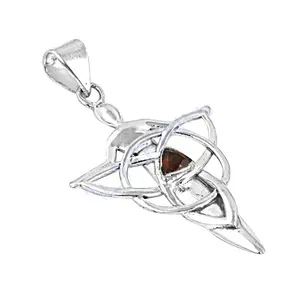 Pendentif en argent 925 pour femme, nœud celtique, grenat, avec placage rhodium, bijoux géométriques en or blanc, saphir, zircon, cadeau pour femme - Product Image 2