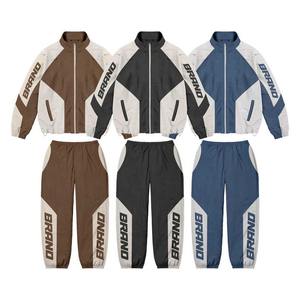 Survêtement deux pièces coupe-vent personnalisé Pantalon et sweatshirts empilés Survêtement en nylon pour hommes avec fermeture éclair en polyester - Product Image 5