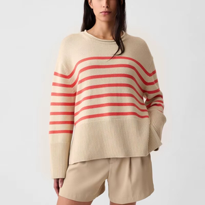 Suéter de Punto de Alta Calidad al por Mayor para Mujer, 100% Algodón, Ecológico, Casual, Holgado, de Manga Larga y Cuello Redondo - Product Image 6