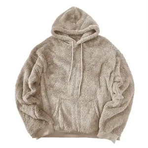 New Arrival 2024 Customized Sherpa Fleece Hoodie Sweatshirts Heavyweight Thick Fur Pullover Hoodies For Men's wholesale rate