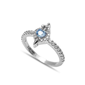 Aquamarine Marquise <b>CZ</b> Stone Design Cluster <b>Ring</b> Turkish Wholesale Handmade 925 Sterling Silver Jewelry - Product Image 1
