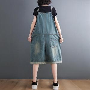 Summer Short Loose Big Size Wide Leg Denim Overalls <b>for</b> <b>Women</b> <b>Casual</b> Oversized <b>Jumpsuits</b> Baggy Bib Pants Straps Jeans 2025 - Product Image 2