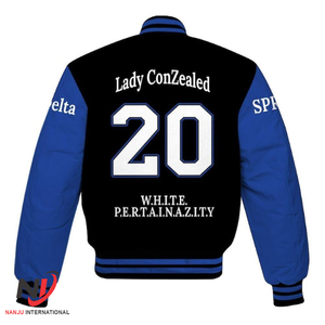 เสื้อแจ็กเก็ตสตรีปักลาย Zeta phi Beta sorority, เสื้อแจ็กเก็ตแขนหนังแกะปักลาย - Product Image 4