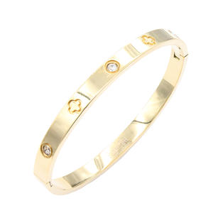 Bracelets à breloques géométriques tendance religieux vintage plaqués or 6 mm, titane, diamant, zircon, perle, avec un motif de trèfle - Product Image 1