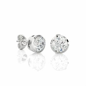 Round Cut Shaped Bezel <b>Set</b> <b>Stud</b> <b>Earrings</b> For Women - Product Image 6
