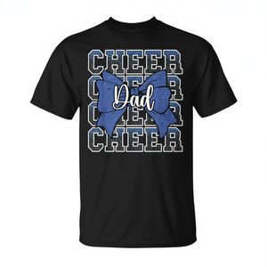 T-shirt blu da cheerleader per papà, design promozionale con fiocco per il papà tifoso - Product Image 2